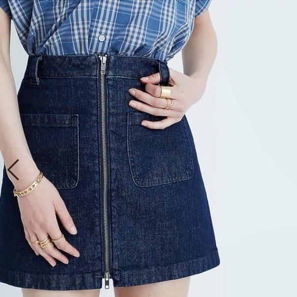 Madewell Denim Zip Mini Skirt Size 28 - Picture 3 of 6